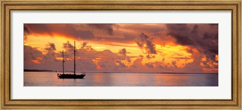 Framed Boat at sunset Print