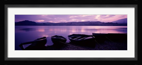 Framed Sunset Fishing Boats Loch Awe Scotland Print