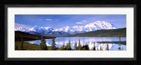 Framed Snow Covered Mountains, Wonder Lake, Denali National Park, Alaska Print