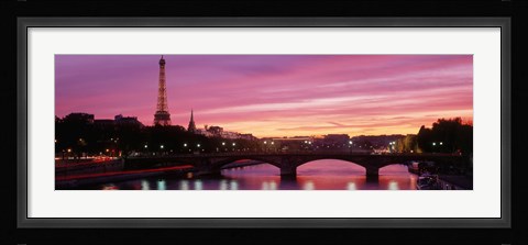 Framed Sunset, Romantic City, Eiffel Tower, Paris, France Print