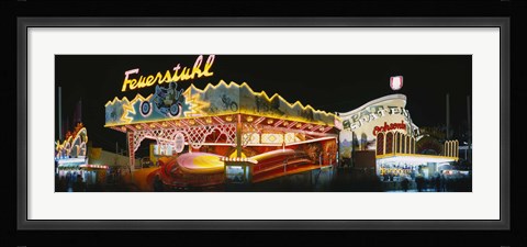 Framed Neon sign lit up at night, Oktoberfest, Munich, Bavaria, Germany Print