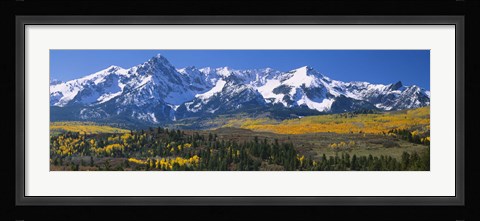 Framed Mountains covered in snow, Sneffels Range, Colorado, USA Print