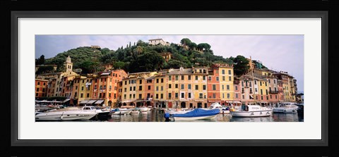 Framed Harbor Houses Portofino Italy Print