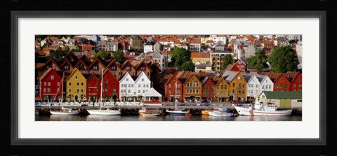 Framed Harbor in Bergen, Norway Print