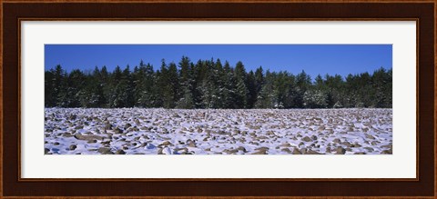 Framed Rocks in snow covered landscape, Hickory Run State Park, Pocono Mountains, Pennsylvania, USA Print