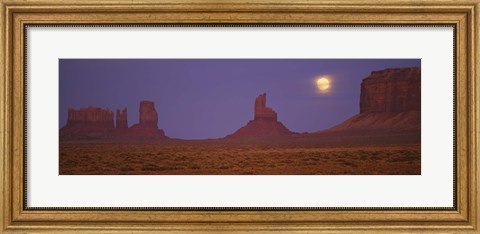 Framed Moon over Monument Valley Tribal Park, Arizona Print