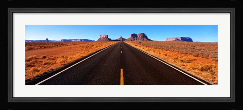 Framed Empty Road, Clouds, Blue Sky, Monument Valley, Utah, USA, Print