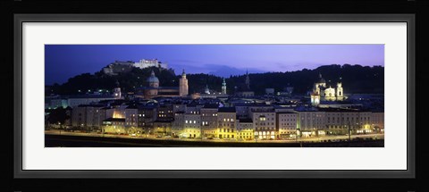 Framed Austria, Salzburg, Salzach River at dusk Print