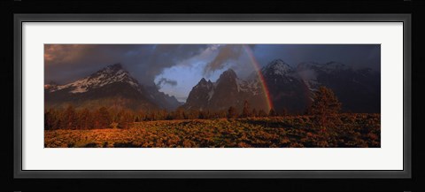 Framed Sunrise &amp; rainbow Grand Teton National Park WY USA Print
