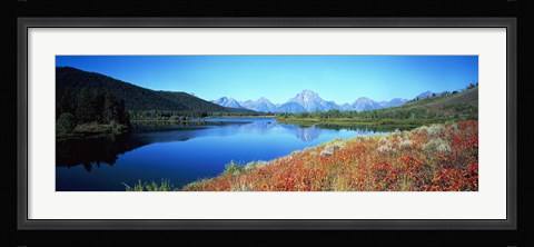 Framed Reflection of mountain in a river, Oxbow Bend, Teton Range, Grand Teton National Park, Wyoming, USA Print