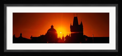 Framed Sunrise Tower Charles Bridge Czech Republic Print