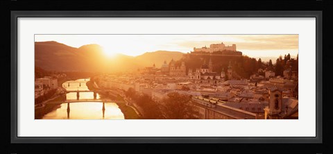 Framed Austria, Salzburg, Sunrise over Salzach River Print