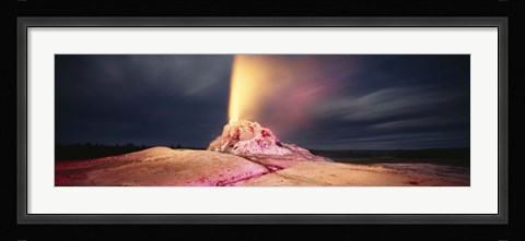 Framed Steam erupting from a geyser, White Dome Geyser, Lower Geyser Basin, Yellowstone National Park, Wyoming, USA Print