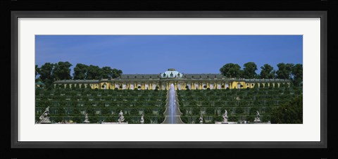 Framed Formal garden in front of a palace, Sanssouci Palace, Potsdam, Brandenburg, Germany Print