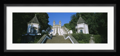 Framed Low angle view of a cathedral, Steps of the Five Senses, Bom Jesus Do Monte, Braga, Portugal Print