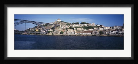 Framed Buildings at the waterfront, Serra do Pillar, Douro River, Porto, Portugal Print