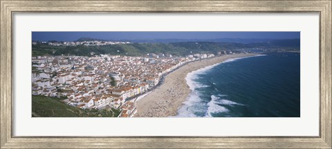 Framed High angle view of a town, Nazare, Leiria, Portugal Print