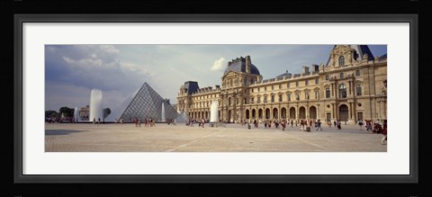 Framed Tourists near a pyramid, Louvre Pyramid, Musee Du Louvre, Paris, Ile-de-France, France Print