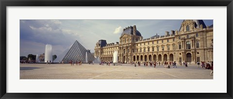 Framed Tourists near a pyramid, Louvre Pyramid, Musee Du Louvre, Paris, Ile-de-France, France Print