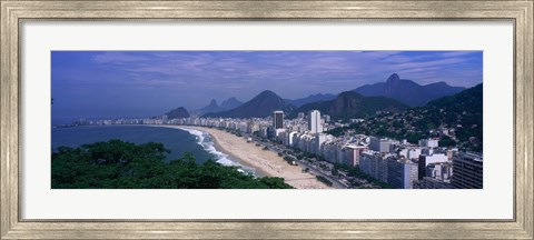 Framed Aerial view of Copacabana Beach, Rio De Janeiro, Brazil Print