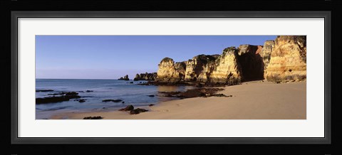 Framed Rock formations on the coast, Algarve, Lagos, Portugal Print