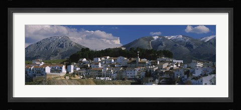 Framed High angle view of a village on a mountainside, Iznalloz, Granada, Andalusia, Spain Print