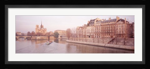 Framed Buildings Near Seine River, Notre Dame, Paris, France Print
