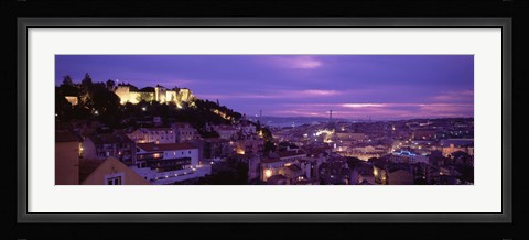 Framed Elevated View Of The City, Skyline, Cityscape, Lisbon, Portugal Print