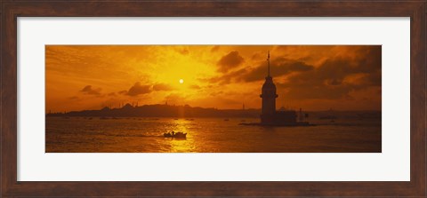 Framed Sunset over a river, Bosphorus, Istanbul, Turkey Print