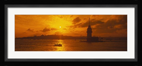 Framed Sunset over a river, Bosphorus, Istanbul, Turkey Print