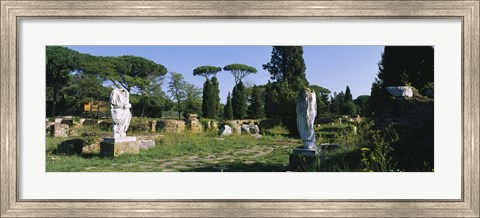 Framed Ruins of statues in a garden, Ostia Antica, Rome, Italy Print