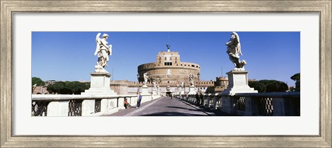 Framed Statues on both sides of a bridge, St. Angels Castle, Rome, Italy Print