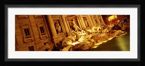Framed Fountain lit up at night, Trevi Fountain, Rome, Italy Print