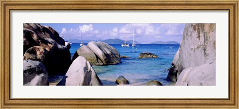 Framed Boulders on a coast, The Baths, Virgin Gorda, British Virgin Islands Print