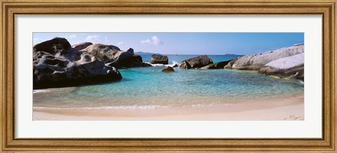 Framed British Virgin Islands, Virgin Gorda, The Baths, Rock formation in the sea Print