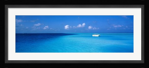 Framed Boat in the Ocean, The Maldives Print