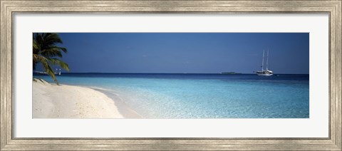 Framed Beach &amp; Boat Scene The Maldives Print