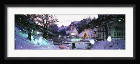 Framed Church on a snow covered hill, Rothenburg, Bavaria, Germany Print