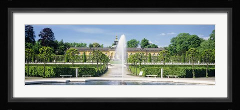 Framed Fountain in a garden, Potsdam, Germany Print