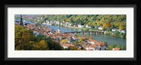 Framed Aerial view of a city at the riverside, Heidelberg, Baden-Wurttemberg, Germany Print