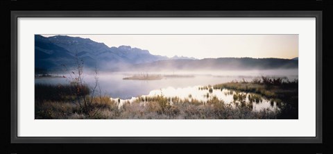 Framed Lake with mountains in the background, Canadian Rockies, Alberta, Canada Print
