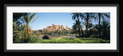 Framed Palm trees with a fortress in the background, Tiffoultoute, Ouarzazate, Marrakesh, Morocco Print
