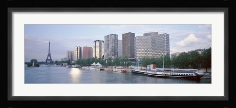 Framed Skyscrapers near a river, Paris, France Print