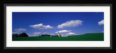 Framed Rural Scene With Church, Near Niederaich, Germany Print
