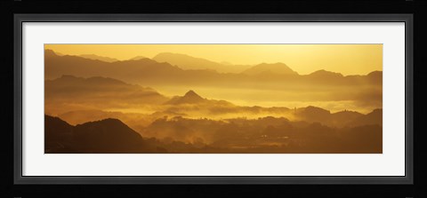 Framed Mountains with valley at sunset, Takachiho-Kyo, Miyazaki Prefecture, Kyushu, Japan Print