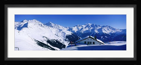 Framed Alpine Scene In Winter, Switzerland Print