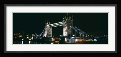 Framed Bridge lit up at night, Tower Bridge, London, England Print