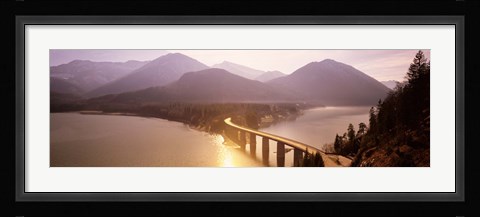 Framed Bridge Over Sylvenstein Lake, Bavaria, Germany Print