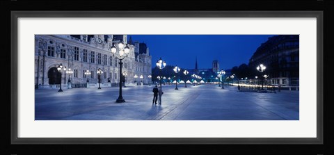 Framed Hotel de Ville &amp; Notre Dame Cathedral Paris France Print