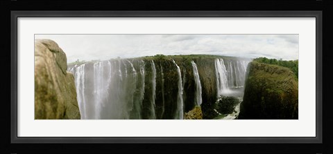 Framed Water falling into a river, Victoria Falls, Zimbabwe, Africa Print